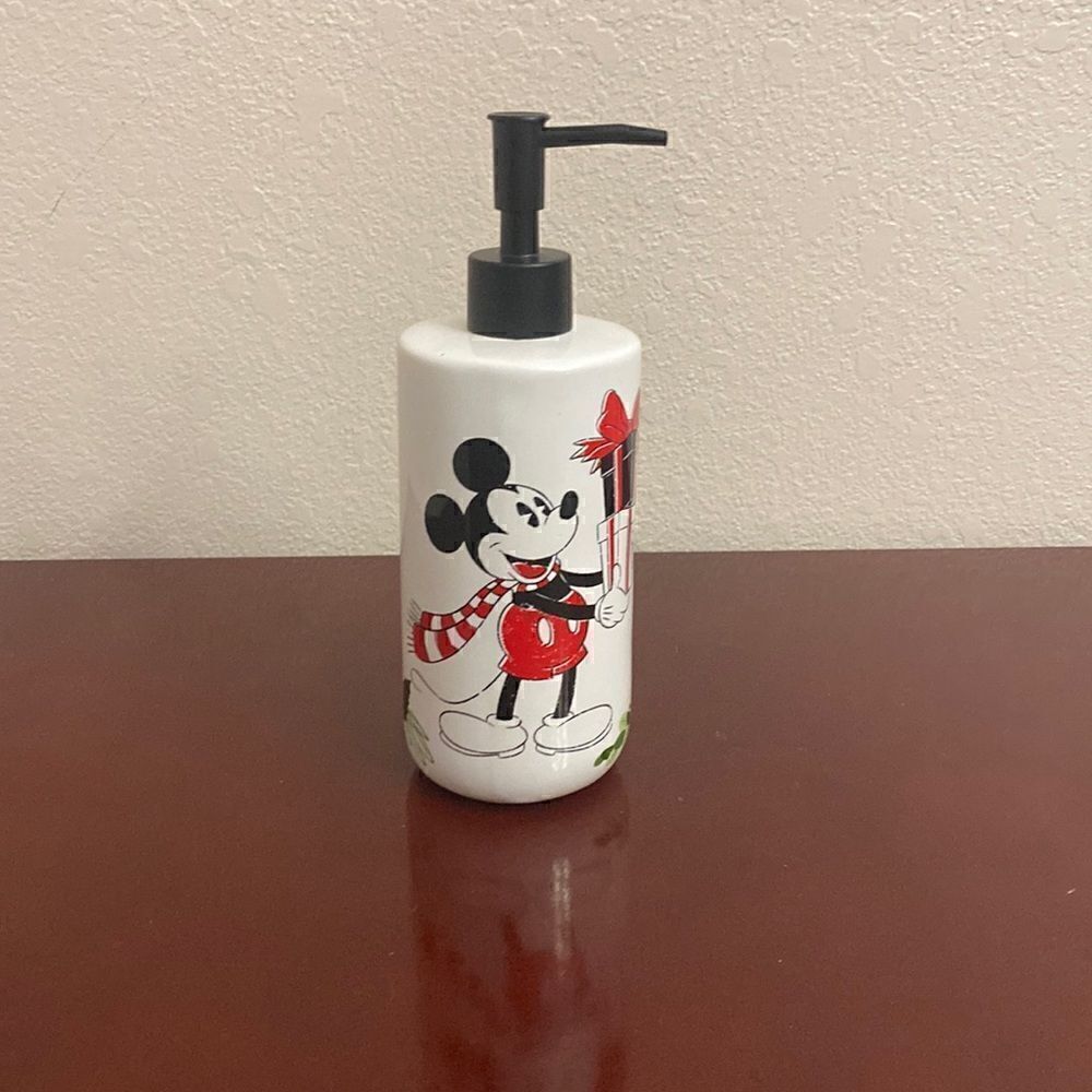 Disney Christmas Mickey Mouse Lotion Soap Pump Dispenser Ceramic
